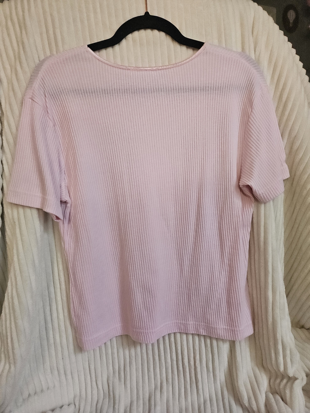 Women's Ribbed Short Sleeve Top - Light Pink